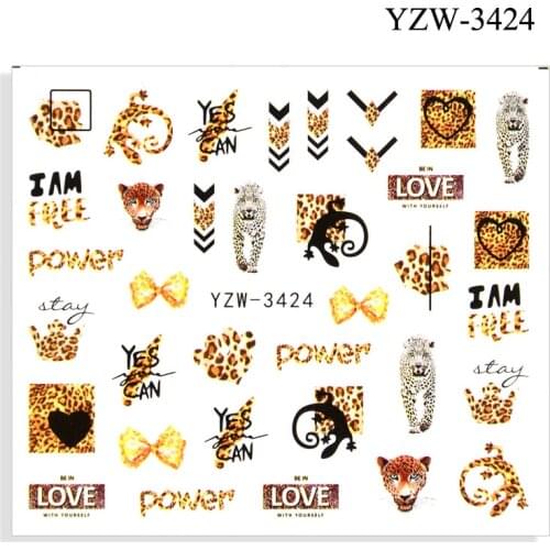 WUF Leopard Nail Art Sticker Liners Animal Butterfly Tattoo Sliders Water Transfer Leaf Manicure Decoration Wraps