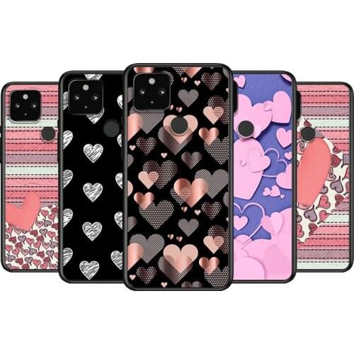 Cute Love Heart Soft TPU Silicone Black Cover For Google Pixel 5 4A 5G 4 XL Phone Case