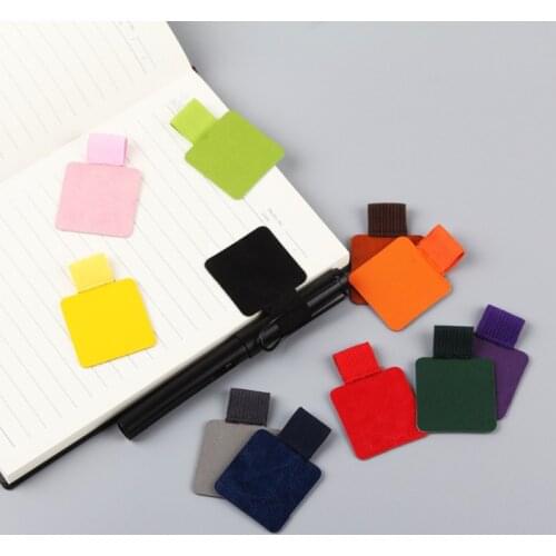 Multicolor Square Self-adhesive Pen Holder Leather Pen Clip pencil holder Elastic Loop for Notebook Journals Clipboards