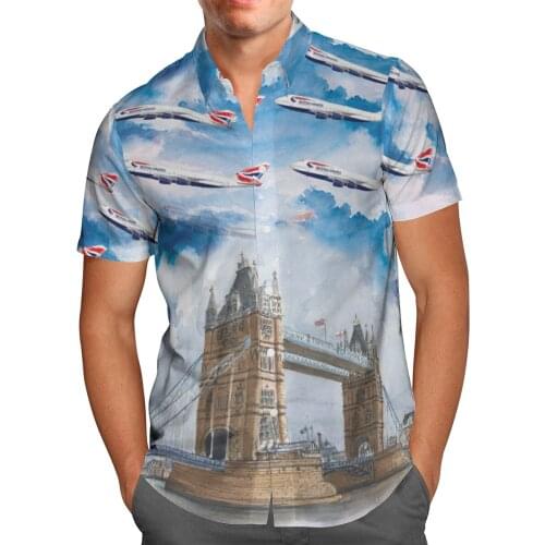 Cool Plane 3D Beach Hawaiian 2021 Summer Mens Shirt Short Sleeve Shirt Streetwear Oversized 5XL Camisa Social Chemise Homme-151