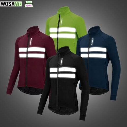 WOSAWE Men Cycling Jacket Winter Thermal Fleece Warm Up MTB Bike Jacket Lightweight Windproof Cycling Reflective Windbreaker