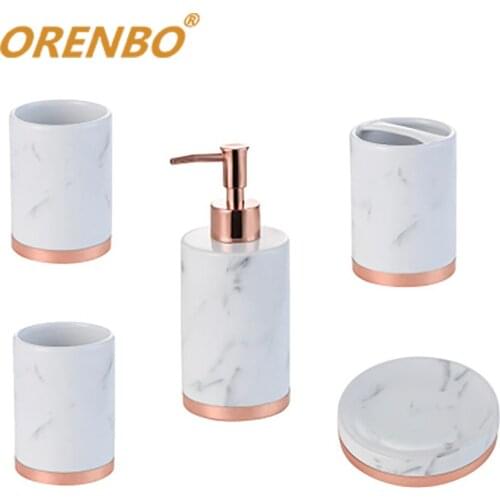 Washroom Accessory Ceramic Bathroom Accessories Set Toilet Toiletries Soap Dispenser,Toothbrush Holder Bathroom Five-piece Suit