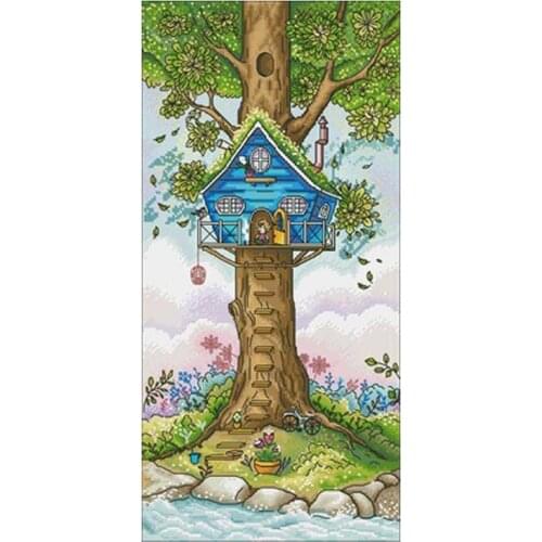 Tree house in spring counted 11CT 14CT 18CT Cross Stitch Set DIY Chinese Cross-stitch Kit Embroidery Needlework Home Decor