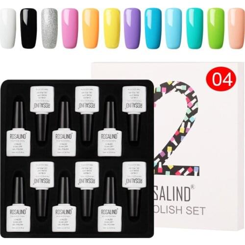 12 Pcs Rosalind Gel Polish Set 10 Color With Base Top Coat Soak-off UV Gel Polish Kit Non Toxic Uv Gel Nail Lacquer Nn