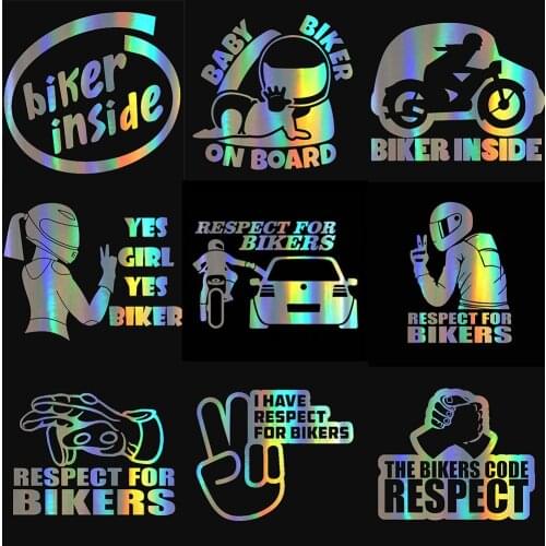 DecalsMe Respect for Bikers Car Sticker Vinyl Reflective Funny Stickers on Auto and Decals Car Styling 3D Motorcycle Stickers