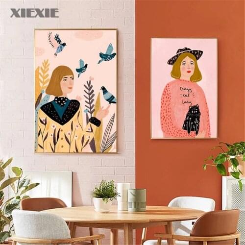 Canvas Painting Wall Art Modular Fashion Girl Canvas Poster Abstract Pictures Animals Painting Home Background Living Room Decor