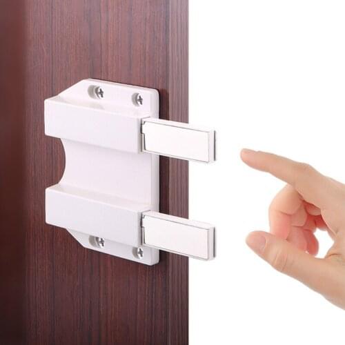 Invisible Magnetic Door Catch Rebound Self-locking Latch Handle-free Cabinet Push Latch Double Open Door Stopper White