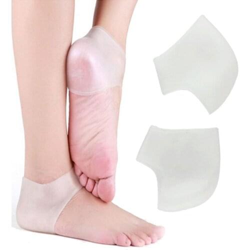 1Pair=2Pcs 2019 New Arriver Feet Care Socks New Silicone Moisturizing Gel Heel Socks with hole Cracked Foot Skin Care Protectors
