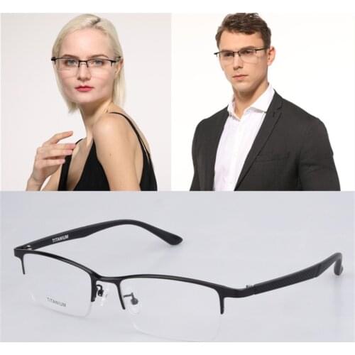 Pure Titanium Glasse Frame for men Big size Eyewear Light Weight Half -rim Business Eyeglasses Optical Prescription Oculos