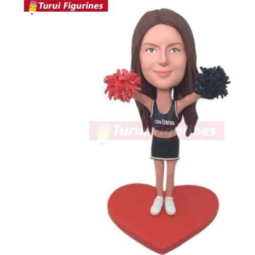 Cheerleader Personalized Girlfriend Gift Bobble Head Clay Figurines Based on Customers' Photos Using As Birthday Cake Topper Gif