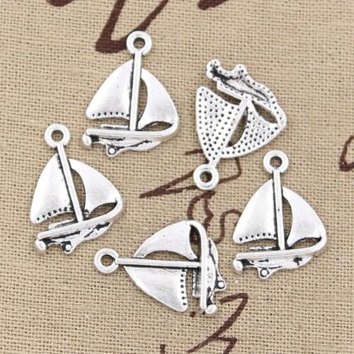 25pcs Charms Sailing Ship 22x17mm Antique Bronze Silver Color Pendants Making DIY Handmade Tibetan Bronze Silver Color Jewelry