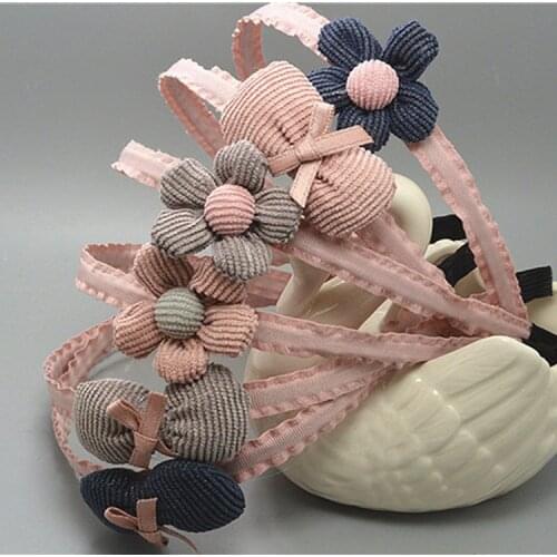1 Piece New Childrens 3d Floral Bow Headbands Kids Corduroy Bow Knot Hairband Headwraps for Girls Hair Accessories