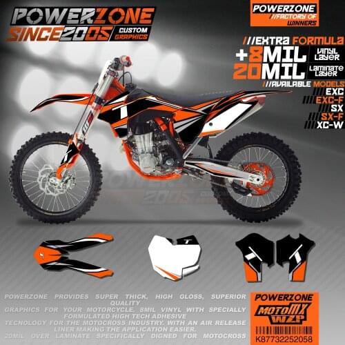 PowerZone Custom Team Graphics Backgrounds Decals 3M Stickers Kit For KTM SX SXF MX EXC XCW Enduro 125cc to 500cc 2011-2016 058