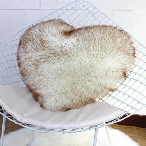 Multicolor Fluffy Soft Plush Pillowcase Heart Shaped Faux Wool Fur Cushion Sofa Waist Pillow Cushion Cover Car Decor Washable