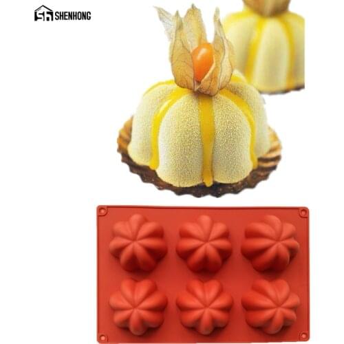 SHENHONG 6 Holes Flowers 3D Cake Mould Silicone Chocolate Mold Mousse Art Baking Pan Bakeware Dessert Pastry Moule