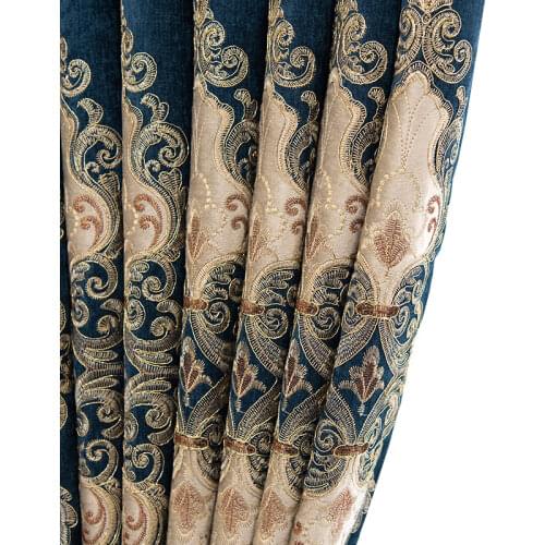 European-style High-end Embroidery Curtains Thickened Chenille Blackout Curtains for Living Room and Bedroom Customized Products