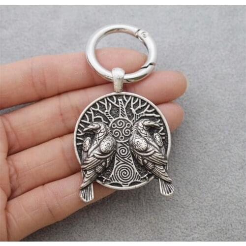 Norse Talisman Celt RavenTwo Crows Keychain Tree of Life Pendant