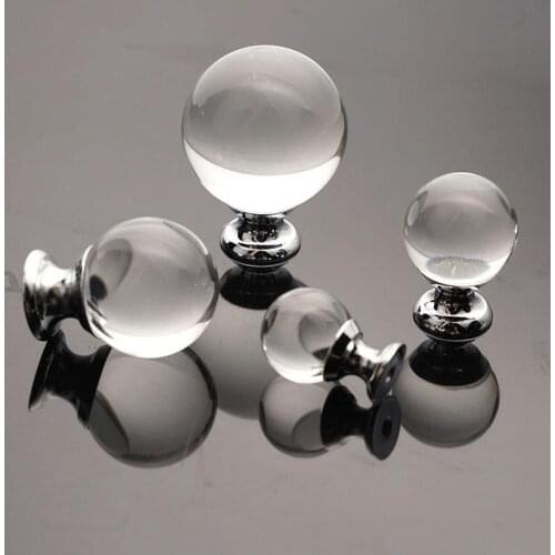 Crystal Ball Cabinet Knob Glass Transparent Black Single-Hole Furniture Drawer Knobs Home Kitchen Cupboard Pull Handle Hardware