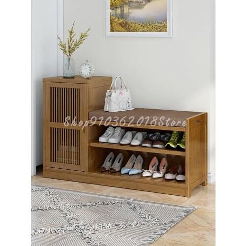 Shoe Changing Stool: You Can Sit At The Door Of Your Home. Modern Simple Solid Wood Storage Stool Shoes Stool Bamboo Shoe Cabine