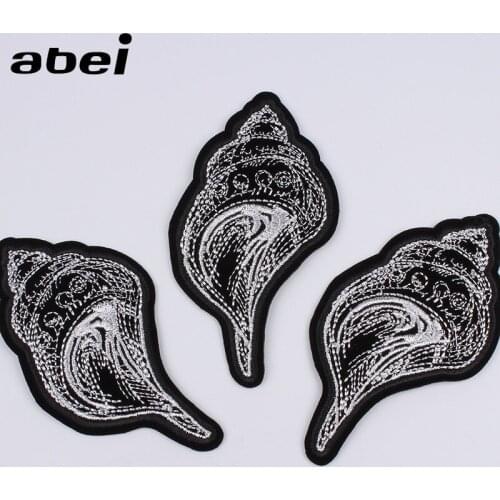 5pcs/lot Iron On shell Patch Embroidery garments Stickers Sewing DIY Clothing Appliques Handmade Coats Jeans Badge Patches