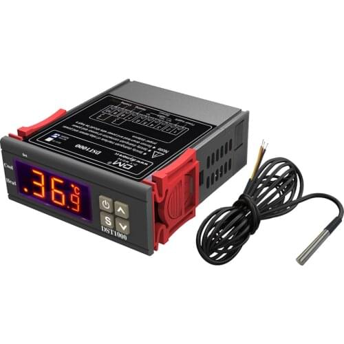 DST1000 Single Display Digital Temperature Controller Control Thermostat DS18B20 Sensor Waterproof AC 110-230V Replace STC-1000