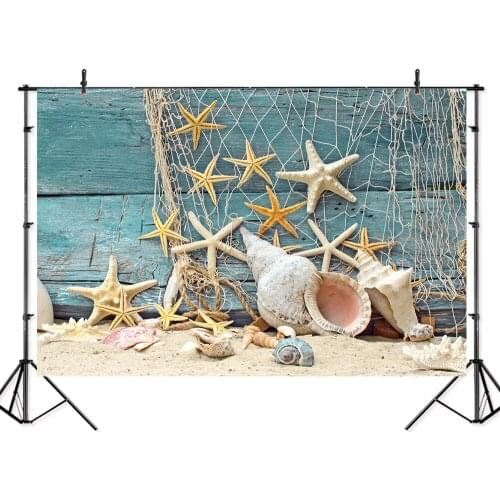 Thin vinyl baby boy children sea shell ship party Banner Backgrounds Printed Professional Indoor Photographic studio Backdrop