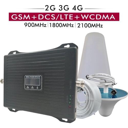 2G 3G 4G Triple Band Signal Booster GSM 900 DCS/LTE 1800 WCDMA 2100mhz Cell Phone Signal Repeater Cellular Amplifier Antenna Set
