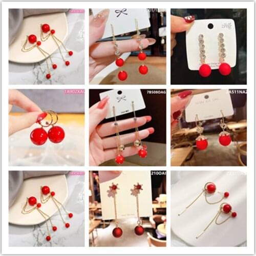 2021 New Long Tassel Simulated Pearl Drop Earrings for Women Gift Bijoux Korean Jewelry OL Gold Color Boucle D'oreille Wholesale