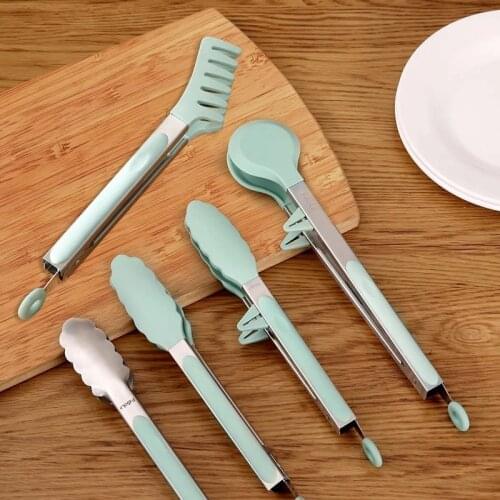 1PCS Silicone BBQ Grilling Tong Salad Bread Serving Tong Non-Stick Kitchen Barbecue Grilling Cooking Tong with Joint Lock