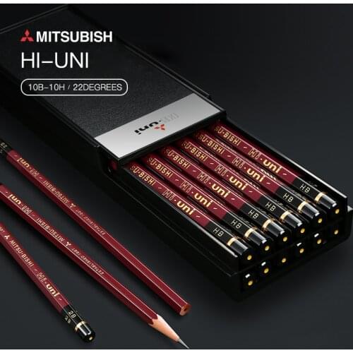 12pcs Mitsubishi Pencil UNI HI-UNI Sketch Pencil Set Exam Paint Card Drawing Sketch Pen 22 Hardness Available