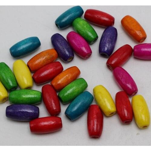 200 Mixed Color 15X7mm Oval Wood Beads~Wooden