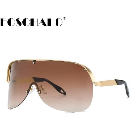 2020 Oversized Square Sunglasses Men Black White Glasses Women Brand Designer Flat Top Sun Glasses One Piece Google Shades UV400