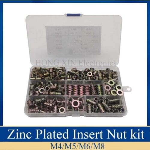230pcs/set 8 Size M4/M5/M6/M8 Metric Threaded Inserts Nuts Assortment Tool Kit