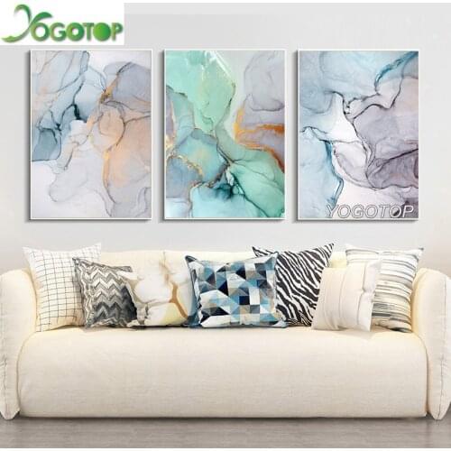 3pcs Diy diamond painting Triptych Abstract Green Stone Pattern Nordic style full drill diamond embroidery Geometric Decor ML829