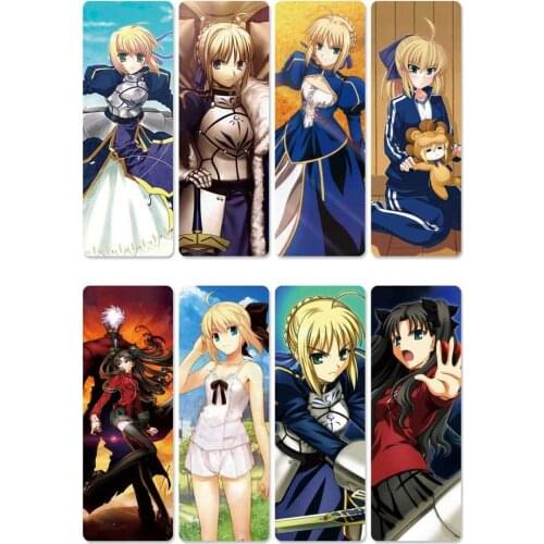 8pcs/set Anime Fate Stay Night PVC Bookmarks of Saber Lily and Altria Pendragon Cosplay DIY Accessories for Gift Collection