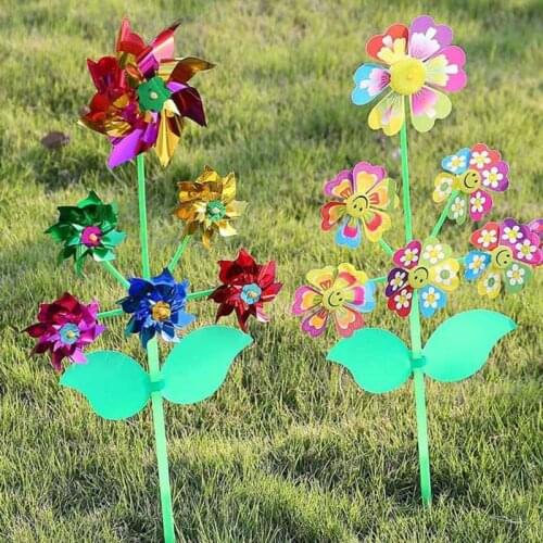 97BC 6 Wheel Cartoon Windmill Toys Whirligig Wind Spinner Pinwheel Yard Garden Decoration DIY Craft