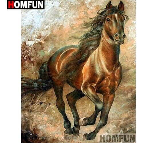 HOMFUN Full Square/Round Drill 5D DIY Diamond Painting "horse" Embroidery Cross Stitch 5D Home Decor A07627