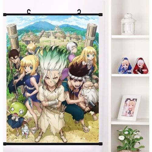 Anime Dr.STONE Ishigami Senku Shishio Tsukasa Wall Scroll Mural Poster Wall Hanging Poster Otaku Home Decor Collection Art Gift
