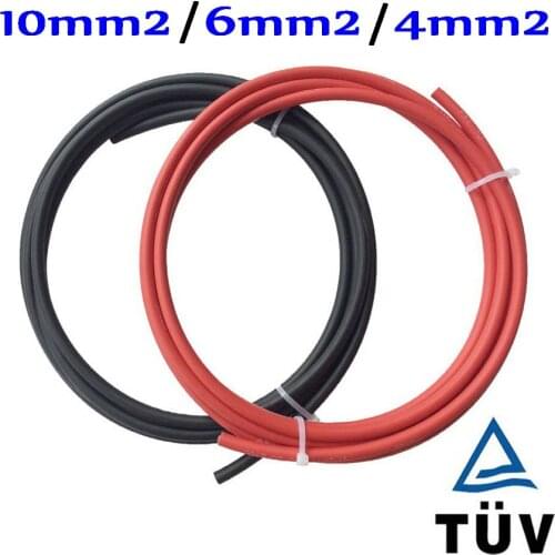 Free Shipping!! 10mm2 Black Red PV Solar Cable Used to Off-grid and Grid Connected PV System Red +Black pv cable 6mm2 4mm2