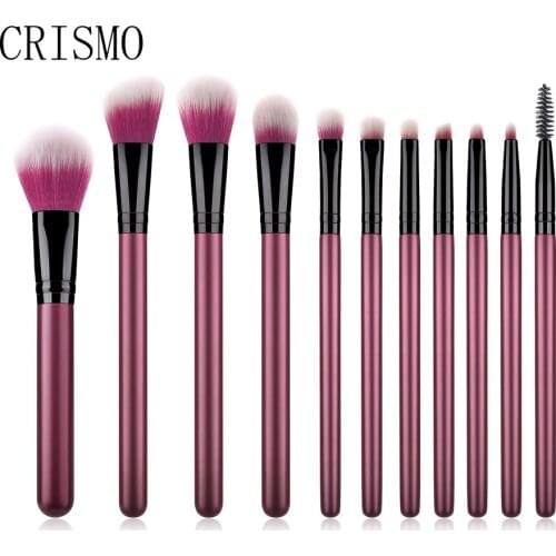 CRISMO 11PCS Makeup Brushes Set Professional Premium Hair Eyeshadow Powder Blusher Contour Makeup Brush Set Pennelli Trucco