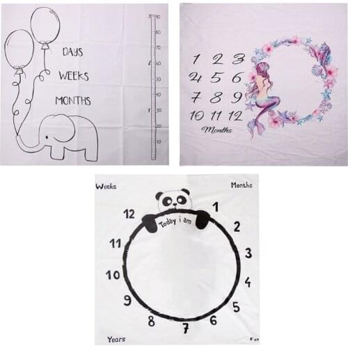 Baby Monthly Record Growth Milestone Blanket Swaddle Wrap Photography Prop Cloth B36E