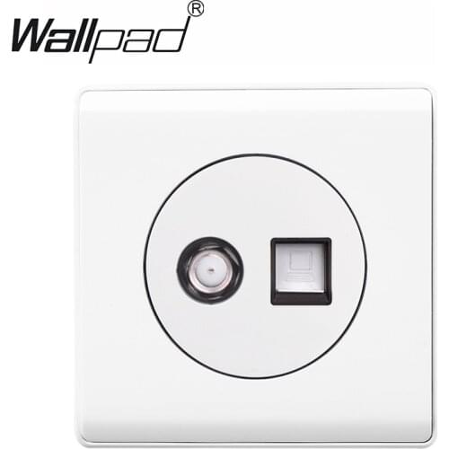 F Type Coaxial Antenna Socket For Satellite with RJ45 Ethernet PC Data Outlet Wall Faceplate Wallpad White Plastic Frame