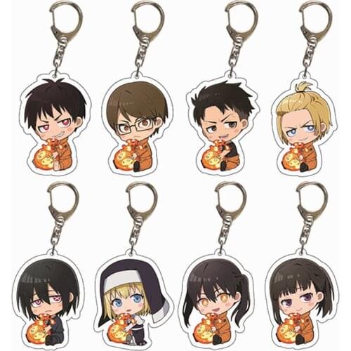 Hot Blood Anime Enn Enn No Shouboutai Fire Force Keychain Iris Arthur Boyle Maki Oze Kotatsu Tamaki Acrylic Figure Keyring Gift