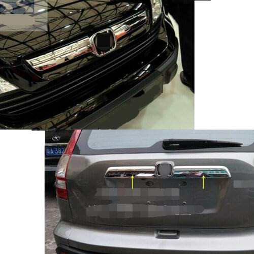 For Honda CRV 2007 08 2009 Chrome Front Grille & Rear Door Trunk Gate Cover Trim