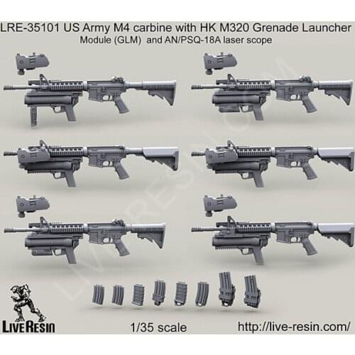 Hyundai M4 with HK M320 grenade launcher, laser indicator 1:35 sand table model