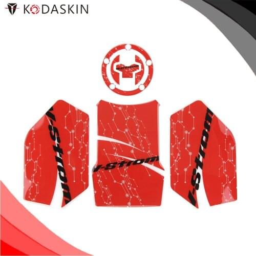 KODASKIN Motorcycle for DL250 DL250 V-Strom 3D Epoxy Resin Applique Tank Pad Sticker Decal Emblem GRIPPER STOMP GRIPS EASY Red
