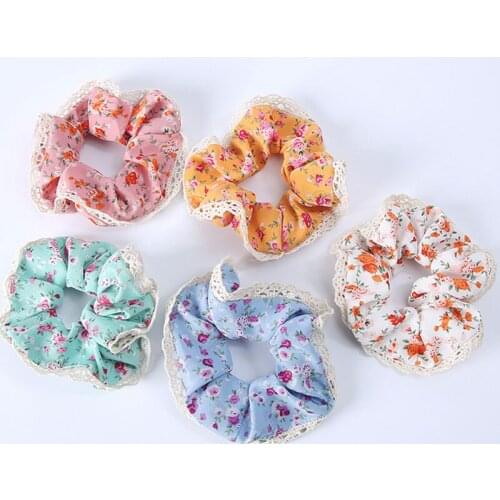 Korean Floral Print Scrunchies Fashion Hairband Hair Rope for Ponytail Holder Elastic Hair Band Sweet Hair Ties Hair Accessories