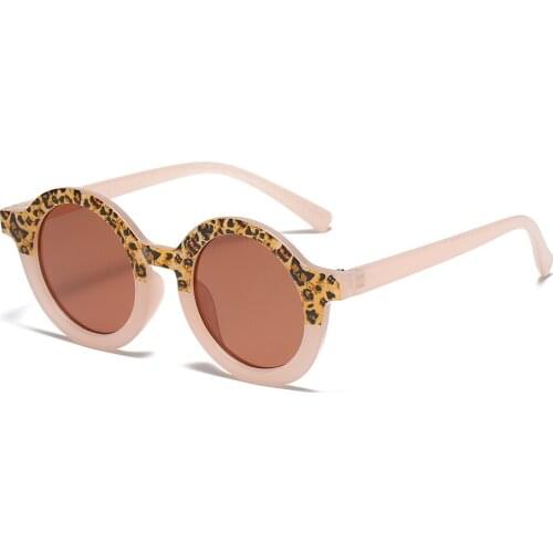 Round Frame Leopard Double Color Kids Sunglasses Children Boy Girl Beach UV400 Protection Glasse Vintage Outdoor Classic Eyewear