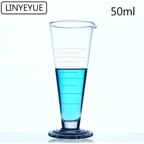LINYEYUE 50mL Graduate Conical Glass Measuring Cup Measuring Glass Triangle Beaker Laboratory Cylinder Chemistry Equipment