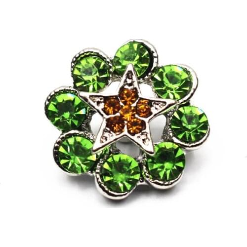 Mixs 10pcs/lot Green Crystal Star Snap Buttons Alloy Snap Charms Fit 18mm DIY Ginger Snap Bracelet Replaceable Button Jewelry